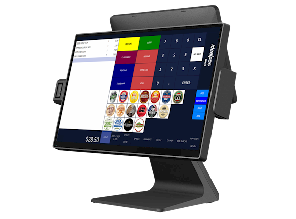Idealpos POS software terminal showing hospitality interface